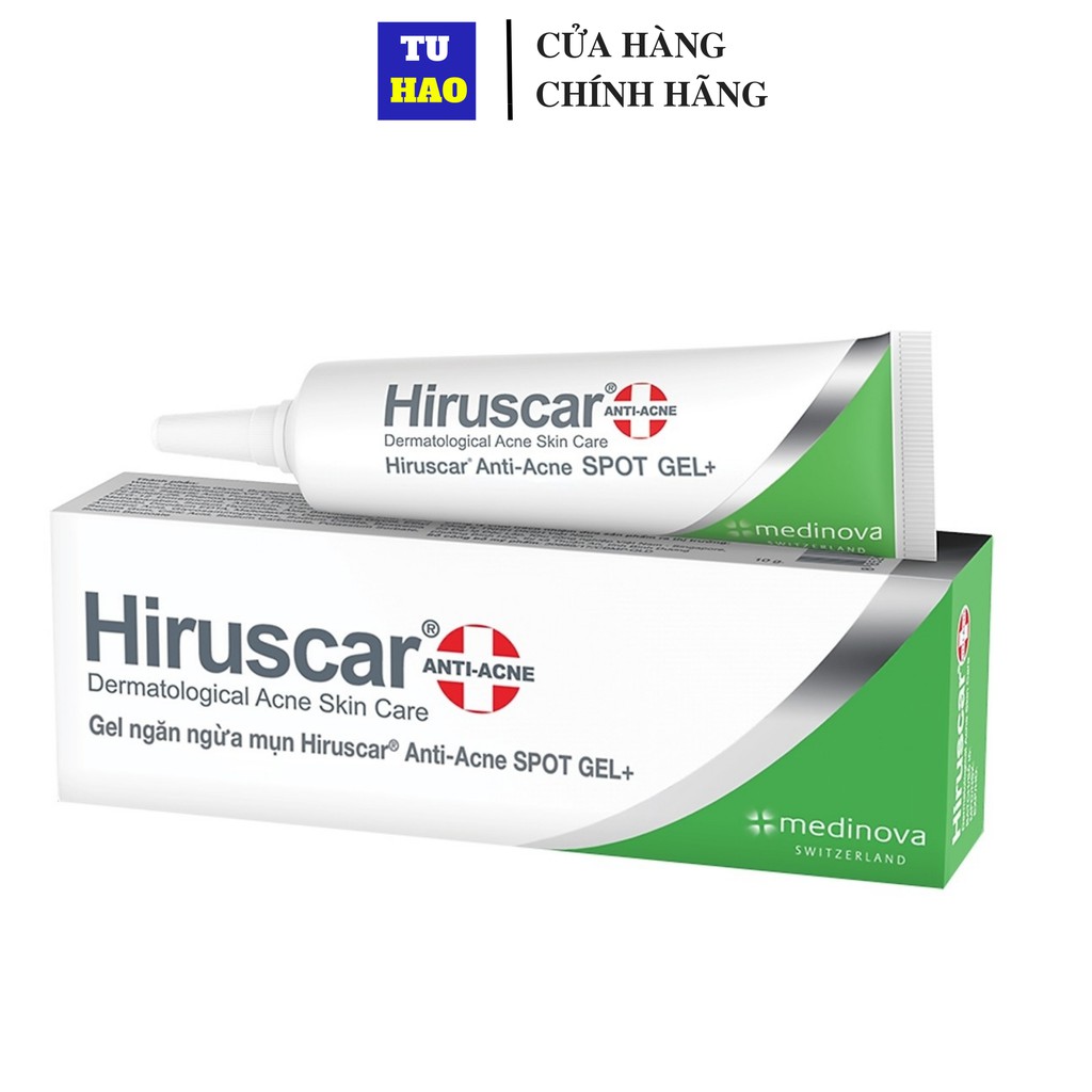 Gel giảm mụn viêm mụn ẩn ngừa thâm Hiruscar Anti-Acne Spot Gel+ 10 gram