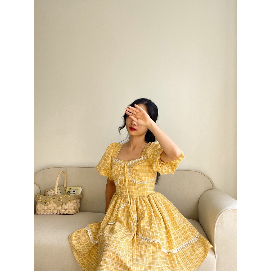 Đầm Jolie vàng mini dáng xòe, đầm công chúa đi chơi - Flower & Dot