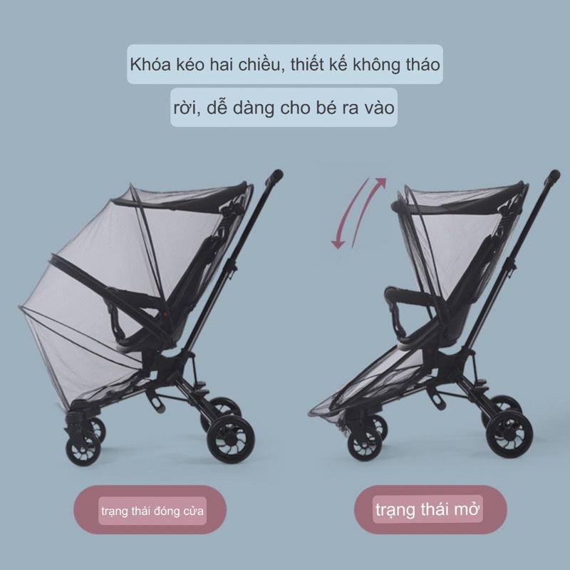 Màn chống muỗi xe đẩy màn chụp xe đẩy chống bụi mẫu mới kéo séc