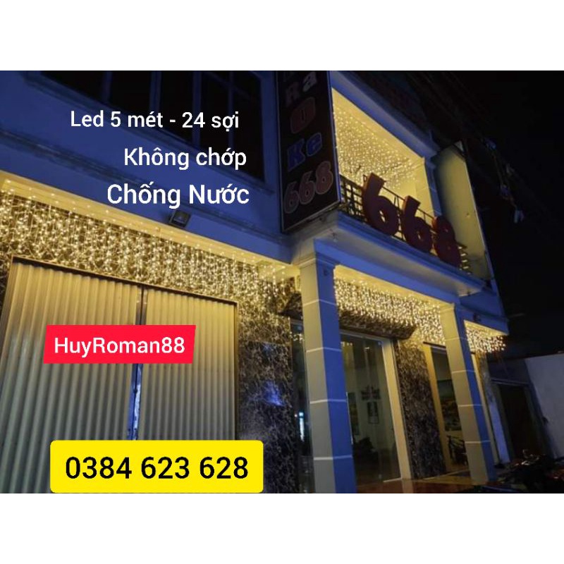 Dây Đèn led rèm trang trí 12m x0.6m Điểm Sao Băng, dây bóng đèn treo thả ngoài trời