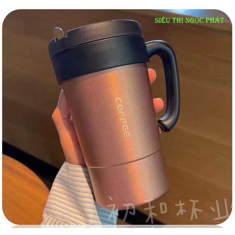 Ly/cốc Giữ Nhiệt Coffee 580ML + có kèm Muỗng khuấy Inox