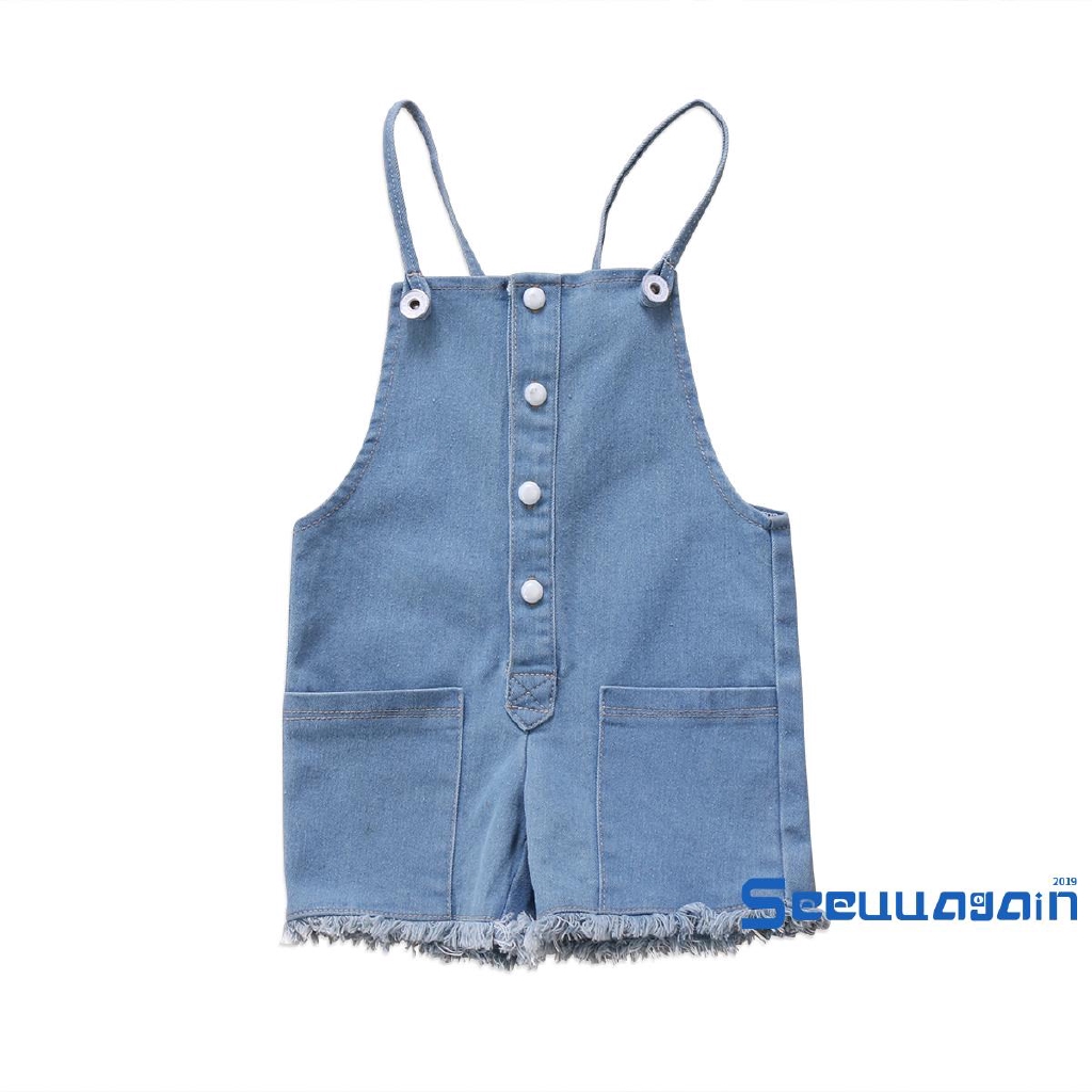 Bộ áo liền quần denim xinh xắn dành cho bé gái