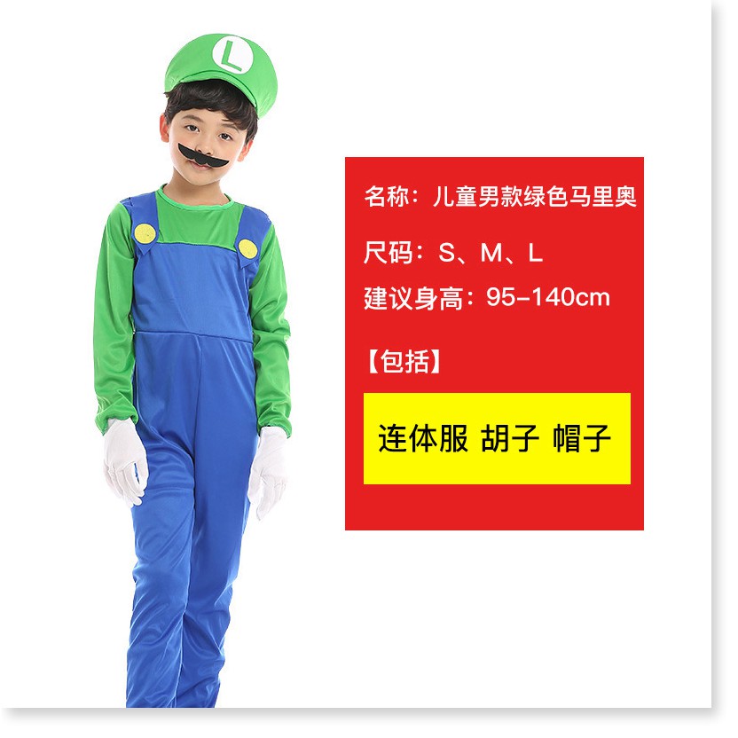 Halloween cosplay trang phục anime cha mẹ-con đóng vai trẻ em Quần áo Mario Trang phục Super Mario