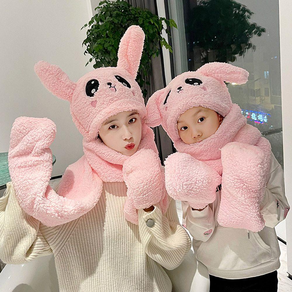 Mũ Tai Thỏ Giữ Ấm Mùa Đông Mềm Mại Có Túi Khí