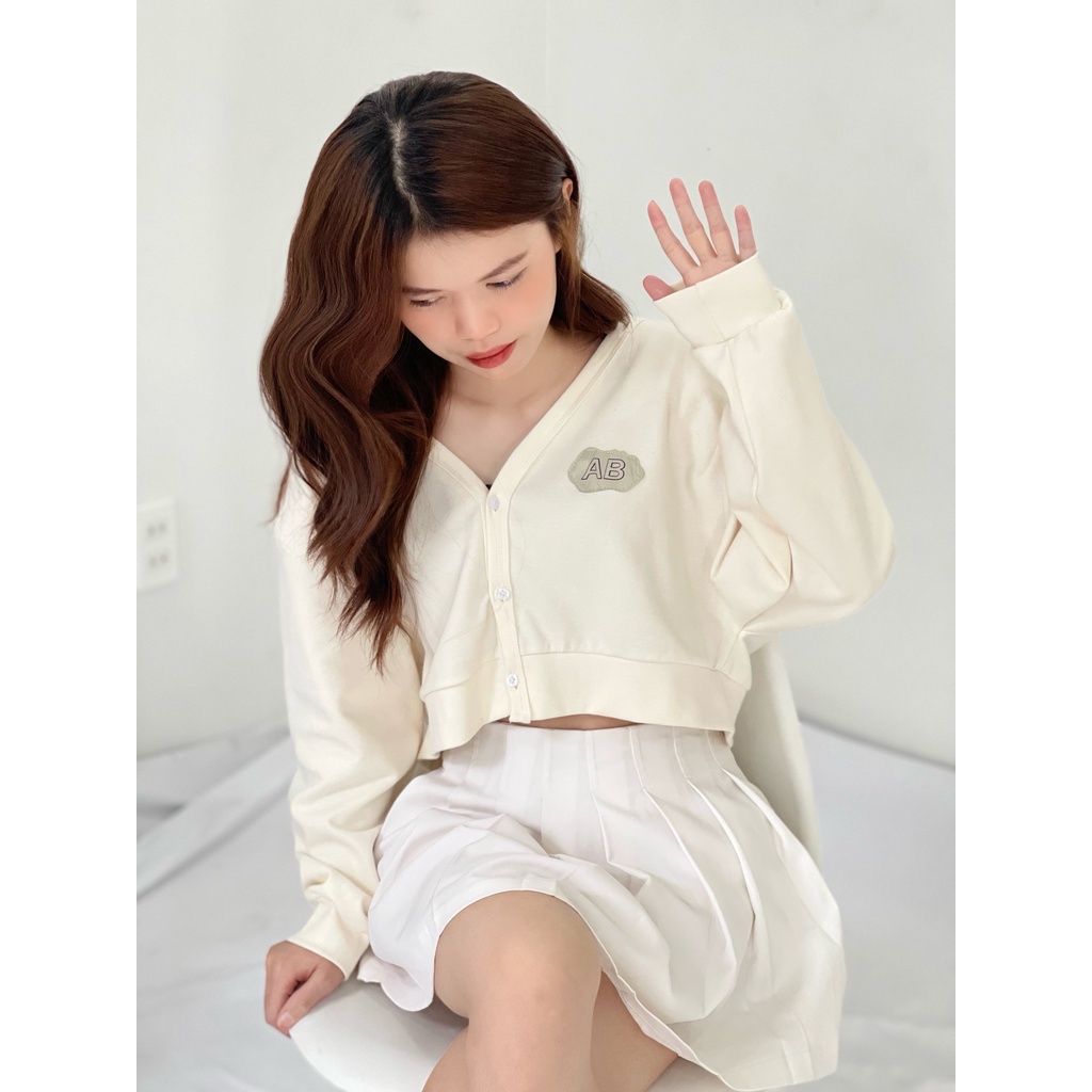 Áo cardigan croptop tay dài AB BASIC len tăm  form rộng Ulzzang (Ảnh thật/ Có sẵn)