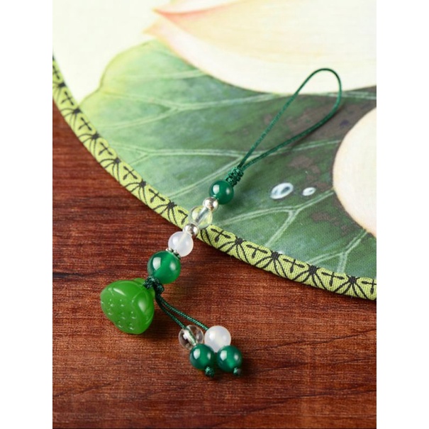 Móc khóa phong thủy, dây đeo điện thoại, balo, túi xách, ví cầm tay hình đài sen ANMK01