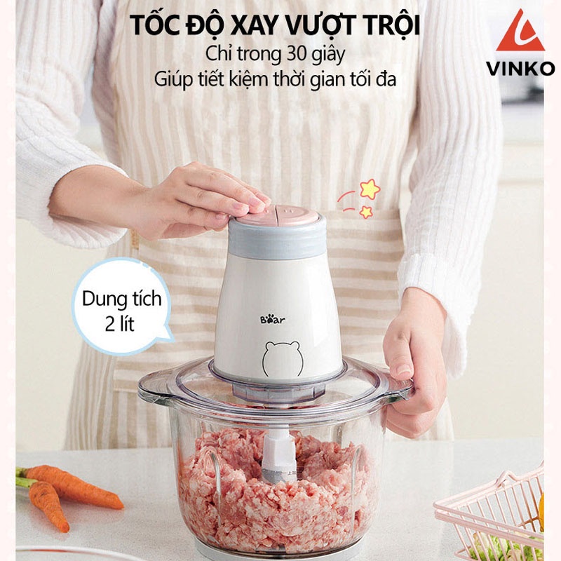 Máy Xay Đa Năng, Máy Xay Thịt Bear Chính Hãng Cối Thủy Tinh Bảo Hành 18 Tháng, Máy Xay Tỏi Ớt B02Q1