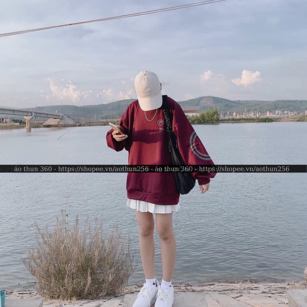 Áo nỉ sweater nữ form rộng PAB1 chất vải nỉ ngoại dáng Hàn Quốc thu đông dáng rộng tay bồng unisex nam nữ Ulzzang