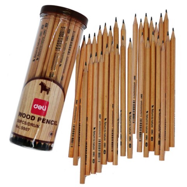 Hộp 50 cái bút chì gỗ DELI -WS907 chì 2B, chì luyện chữ, chì tập viết cho bé