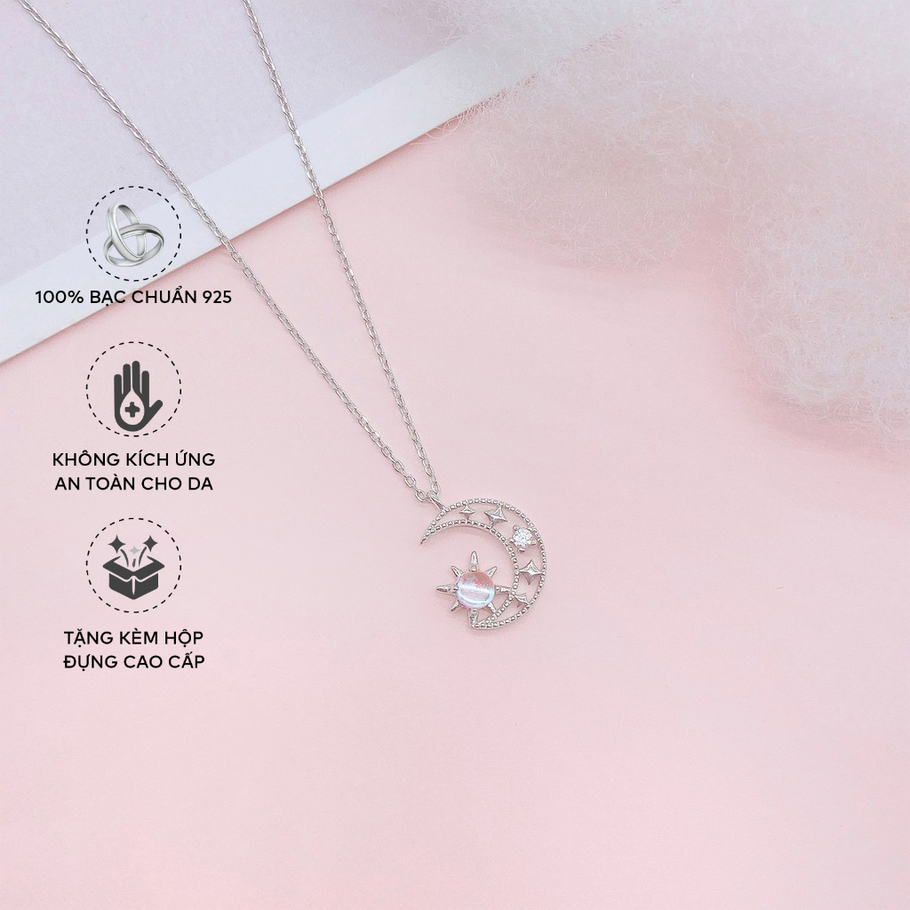 Dây Chuyền Bạc Blue Peach Moon Star Diamond DC594