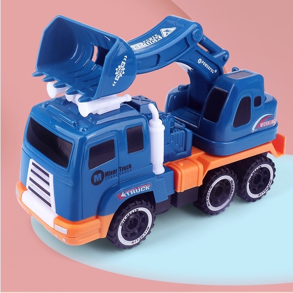 Xe cẩu phát nhạc và đèn LED giúp trẻ phát triển tư duy, máy xúc đồ chơi cho bé xoay 360 độ tự động tránh vật cản