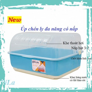 [Ưa Chuộng] Kệ Úp chén đĩa  đơn có nắp bật tiện lợi Nhựa Hiệp Thành - Chính Hãng 558HI