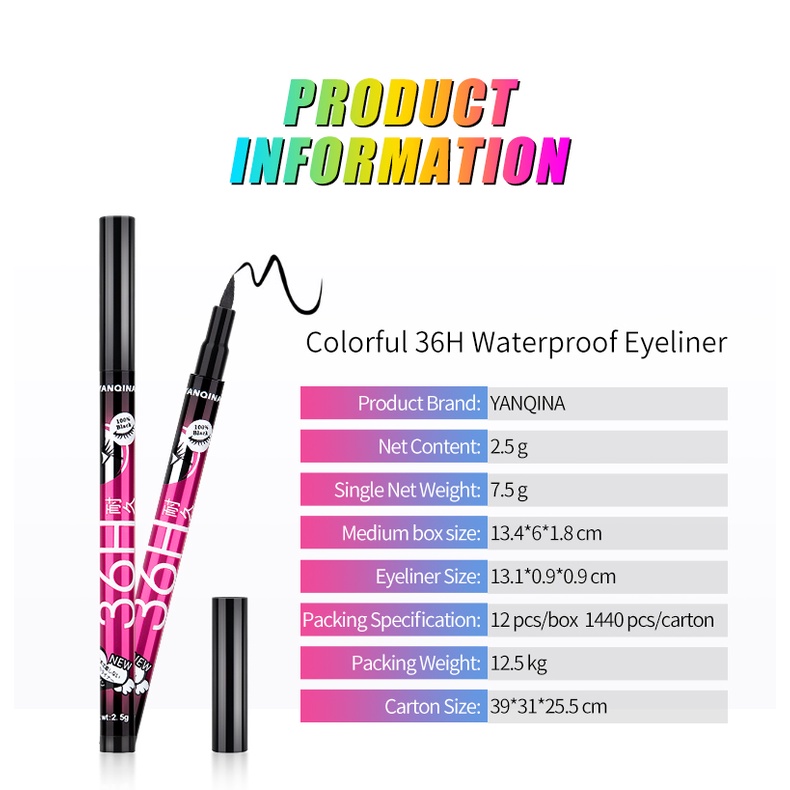 [Hàng mới về] Bút kẻ mắt Yanqina kháng nước không nhòe lâu trôi nhanh khô màu sắc thời trang