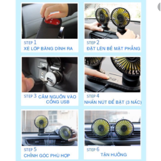 Quạt mini xoay 360 tiện ích trên ô tô, xe hơi, bàn làm việc cắm vào cổng usb máy tính, cục sạc, sạc dự phòng