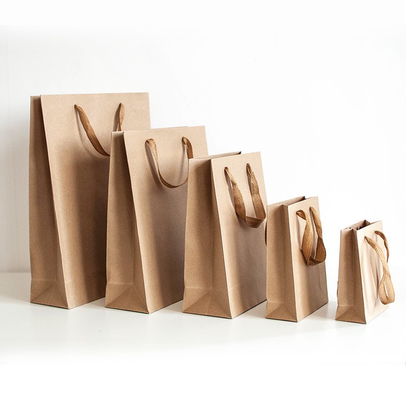 Túi quà giấy màu nâu kraft quai vải chất liệu dày có nhiều size lựa chọn phụ kiện quà tặng KING9