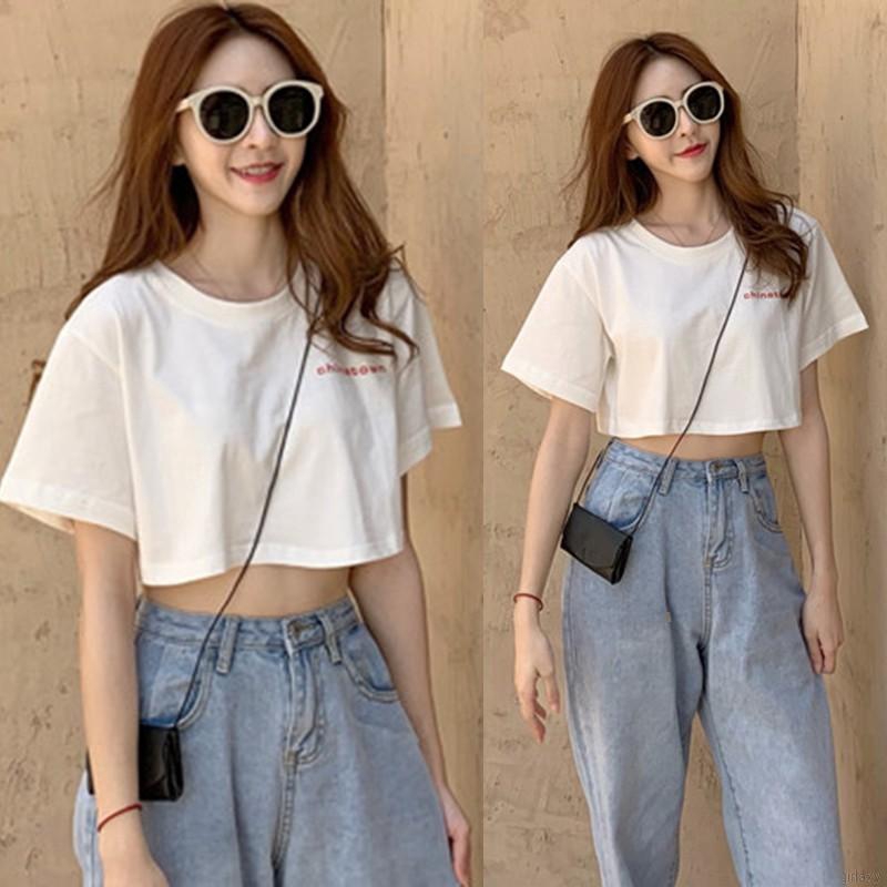 Áo Thun Tay Ngắn Cổ Tròn Thời Trang Hàn Quốc Đơn Giản