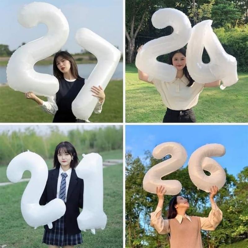 Bóng bay số chụp ảnh sinh nhật siêu đáng yêu có 2 màu