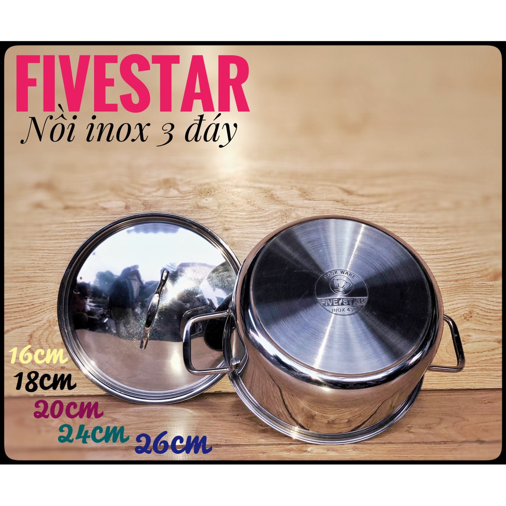 Nồi 3 Đáy Inox 430 Fivestar 20cm Dùng Cho Bếp Từ FSN20010