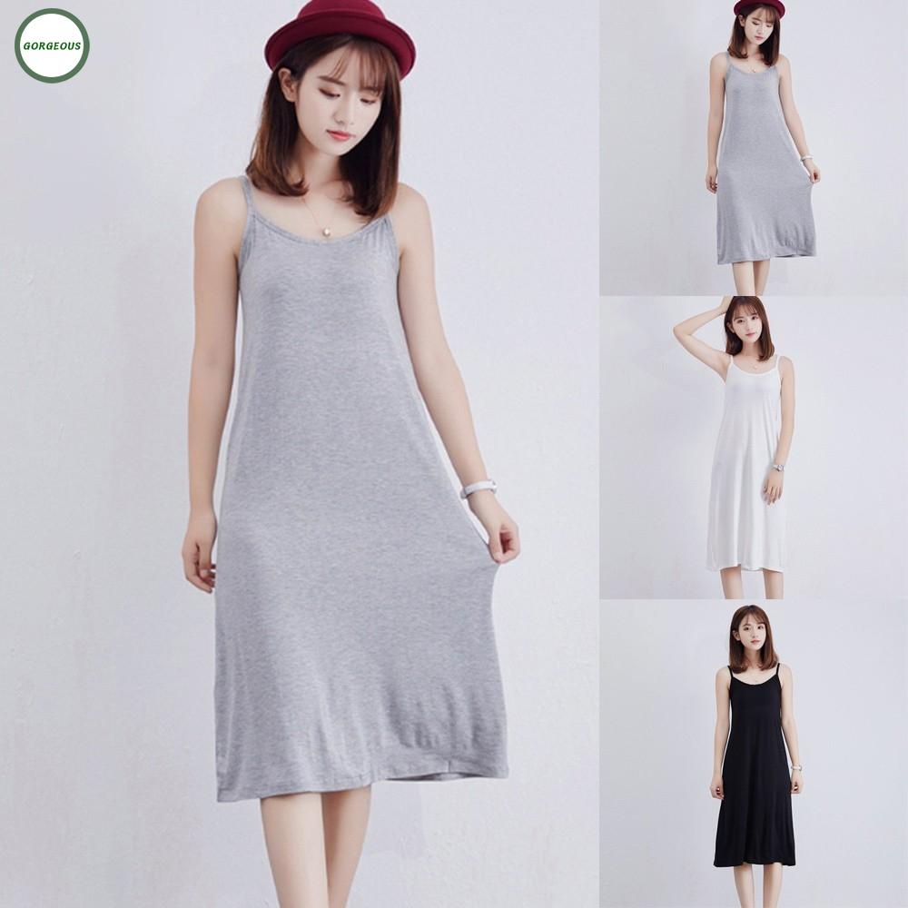 Đầm hai dây dáng dài màu trơn thời trang cho nữ
 | BigBuy360 - bigbuy360.vn