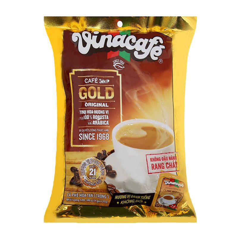 Cà Phê Sữa VinaCafe 3 in 1 Gold Gói 20g (Bịch 24 Gói)