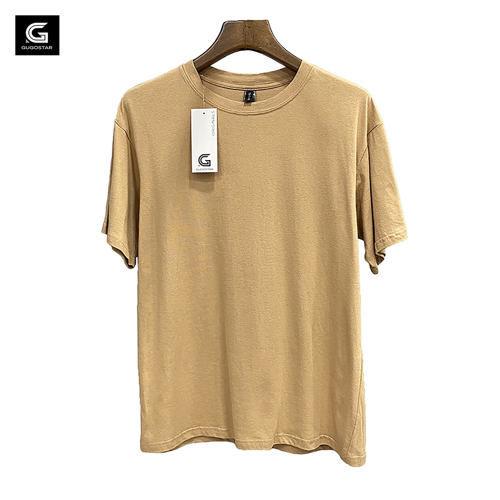 Áo Thun Trơn Oversize (Form Rộng) Unisex Gugostar G450, Chất Cotton Mỏng Mát Co Giãn 2 Chiều, Thấm Hút Mồ Hôi