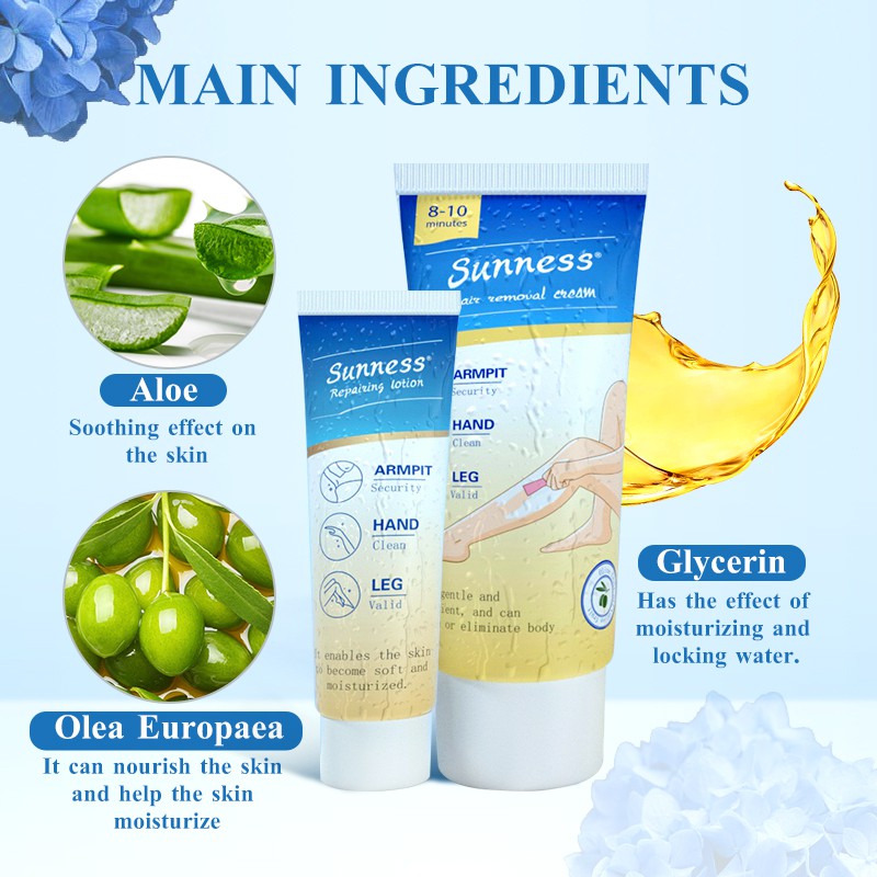 Kem tẩy lông SUNNESS thích hợp cho da nhạy cảm an toàn hiệu quả 60ml + 30ml