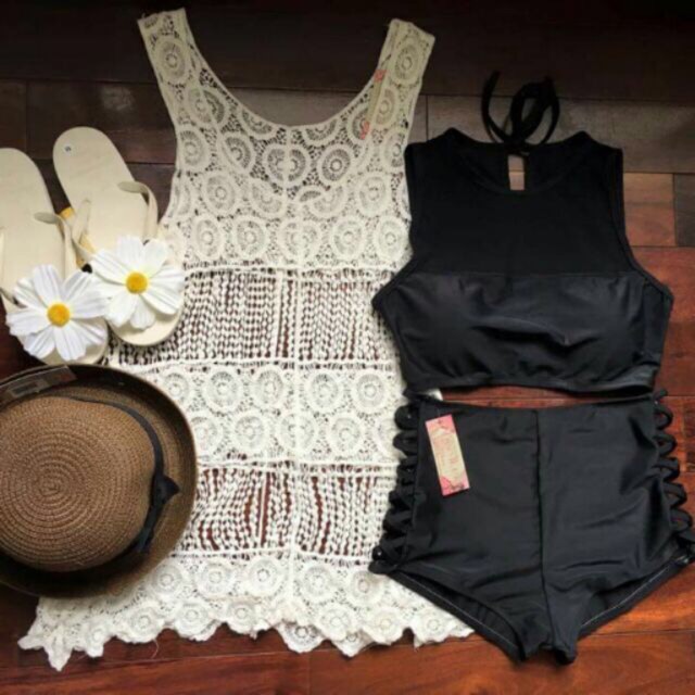Bikini phối lưới quần đan dây