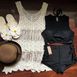 Bikini phối lưới quần đan dây