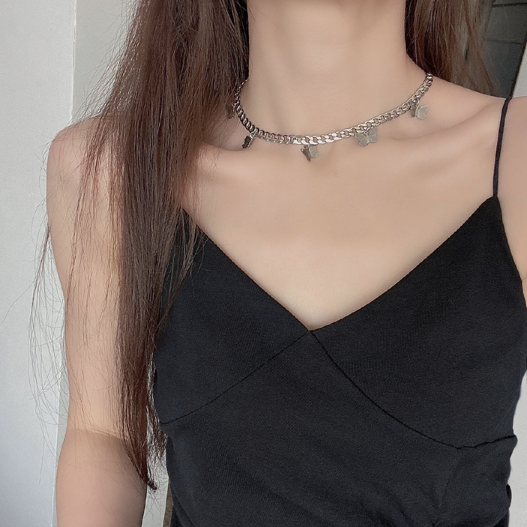 Dây Chuyền Thép Titan Mặt Hình Bướm Xinh Xắn Thời Trang Đường Phố