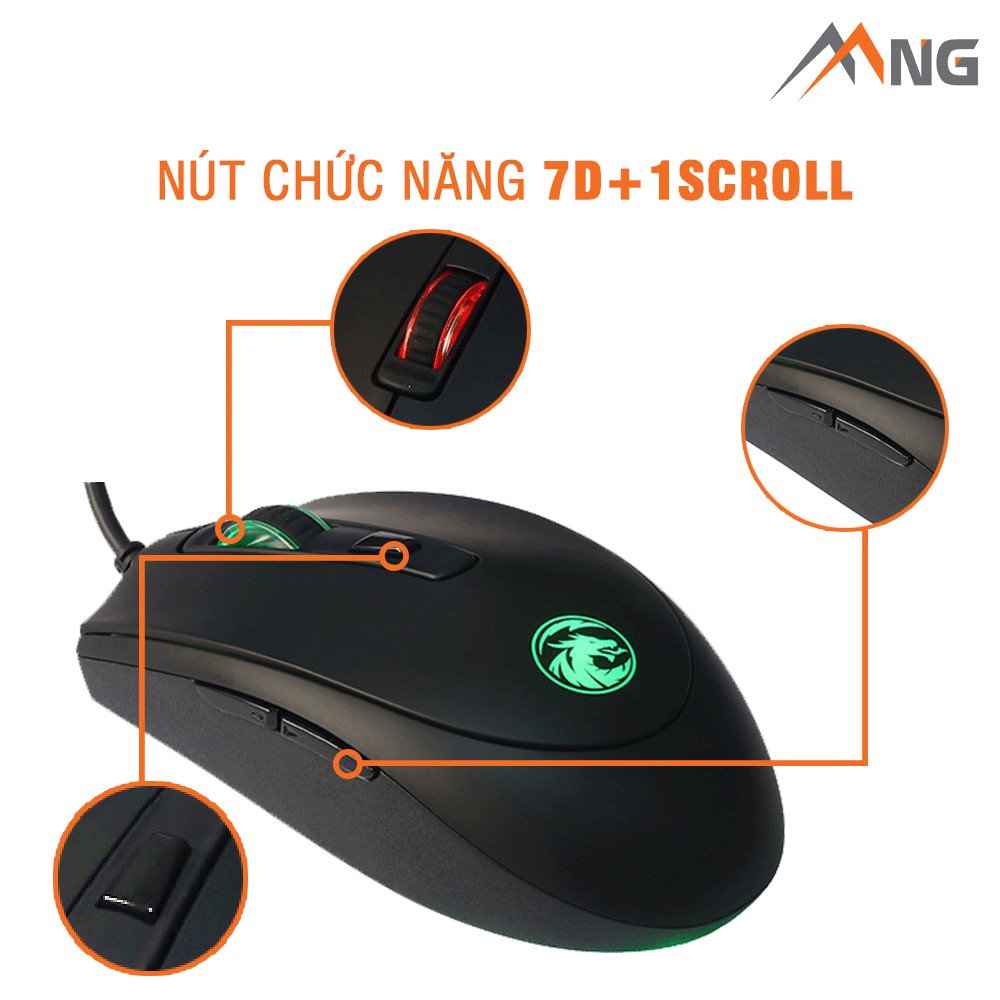 Chuột Gaming E-DRA EM614 Độ Phân Giải 4000 DPI Đèn Led Có Dây Bảo hành 24 tháng