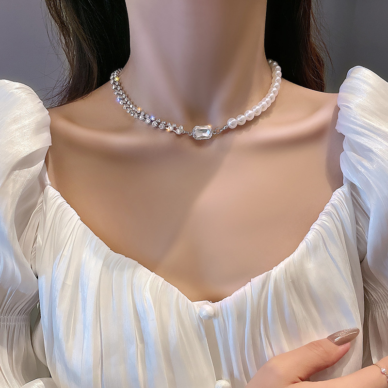 Dây chuyền hai lớp đính hạt ngọc trai giả phong cách cổ điển sang trọng thời trang
