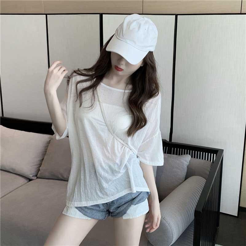Áo Thun Nữ Tay Ngắn Hở Lưng Đính Ngọc Trai