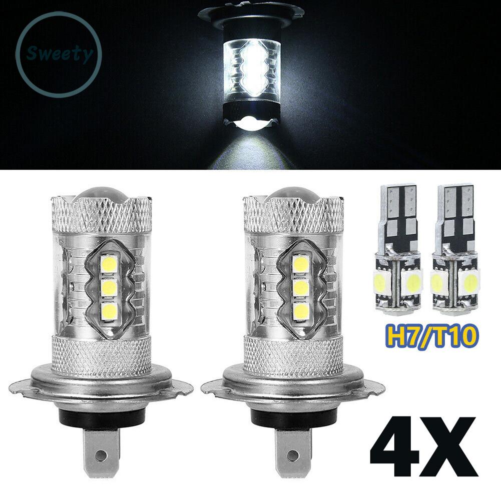 Set 4 Bóng Đèn Sương Mù H7 T10 12v 6000k Chuyên Dụng Cho Xe Hơi