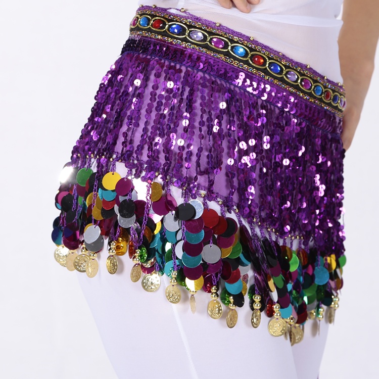 Khăn Choàng Tua Rua Đính Kim Sa Lấp Lánh Dùng Múa Bụng Cho Nữ