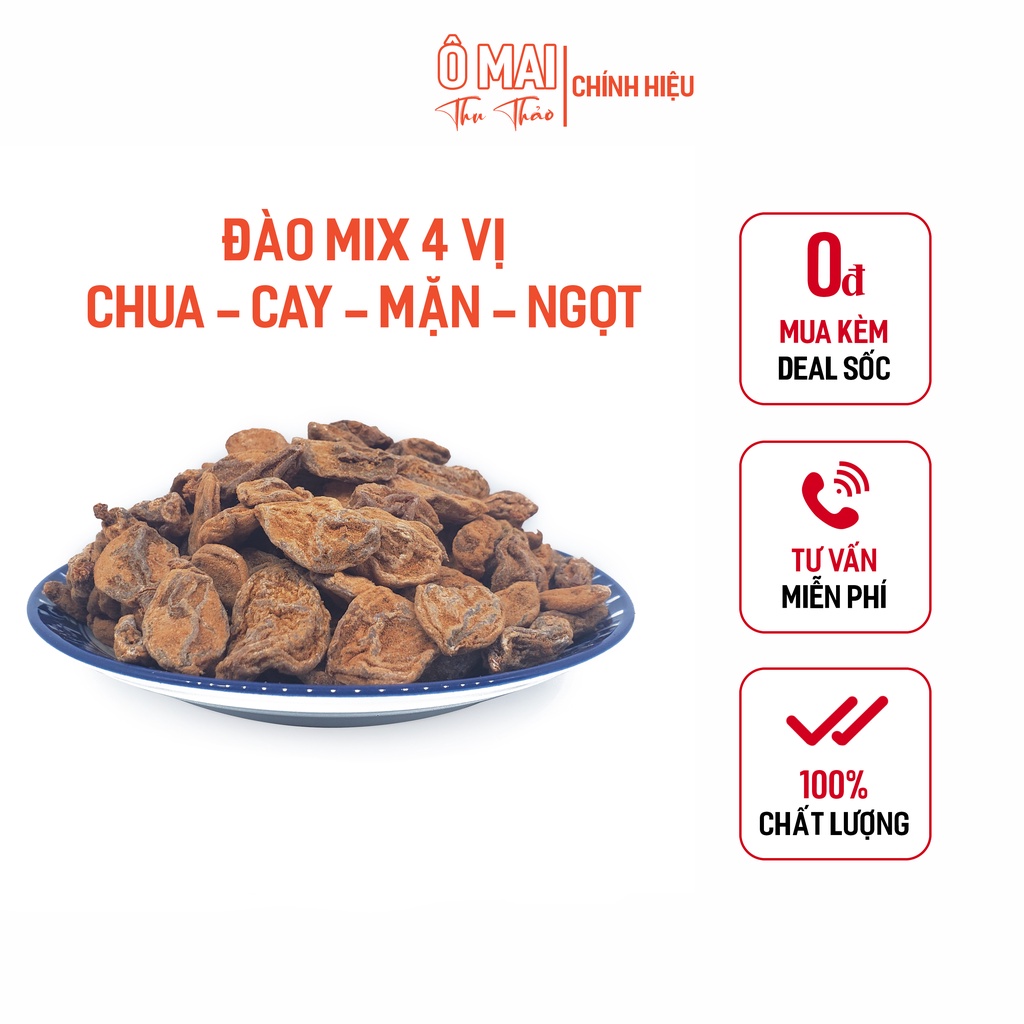 Ô mai xí muội đào mix 4 vị chua - cay - mặn - ngọt , đậm vị, ăn là mê