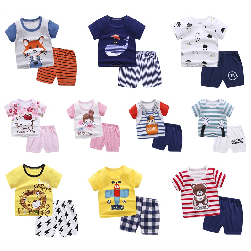 Bộ Áo Thun + 2 Quần Short In Hoạt Hình Cho Bé Trai (0-5 Tuổi)