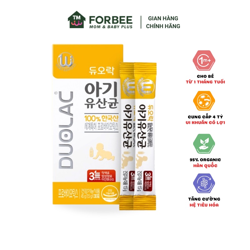 Men vi sinh hữu cơ cho bé DUOLAC màu vàng Hàn Quốc, hộ trợ tiêu hóa cho trẻ - FORBEE