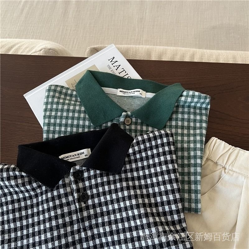 Áo Thun polo Ngắn Tay Họa Tiết Caro Thời Trang Mùa Hè Cho Bé Trai 2022