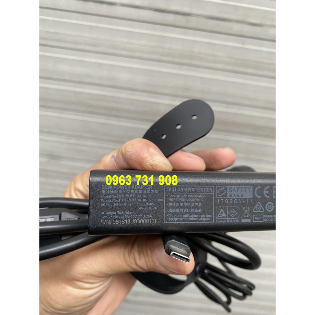 Sac laptop Razer 65w type C zin bóc máy