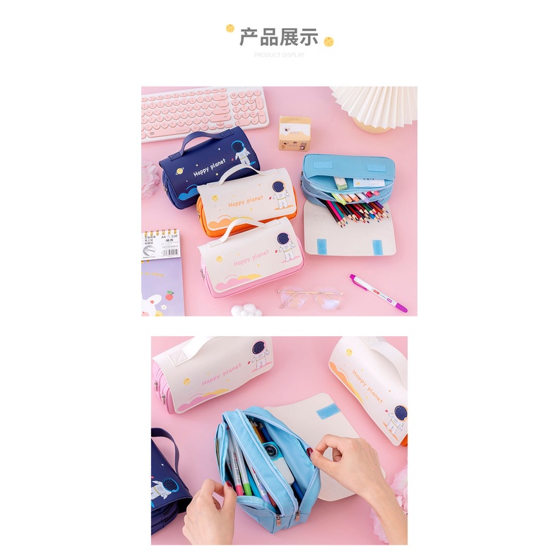 Túi đựng bút hai lớp đa năng sức chứa lớn thiết kế dễ thương sáng tạo dành cho học sinh