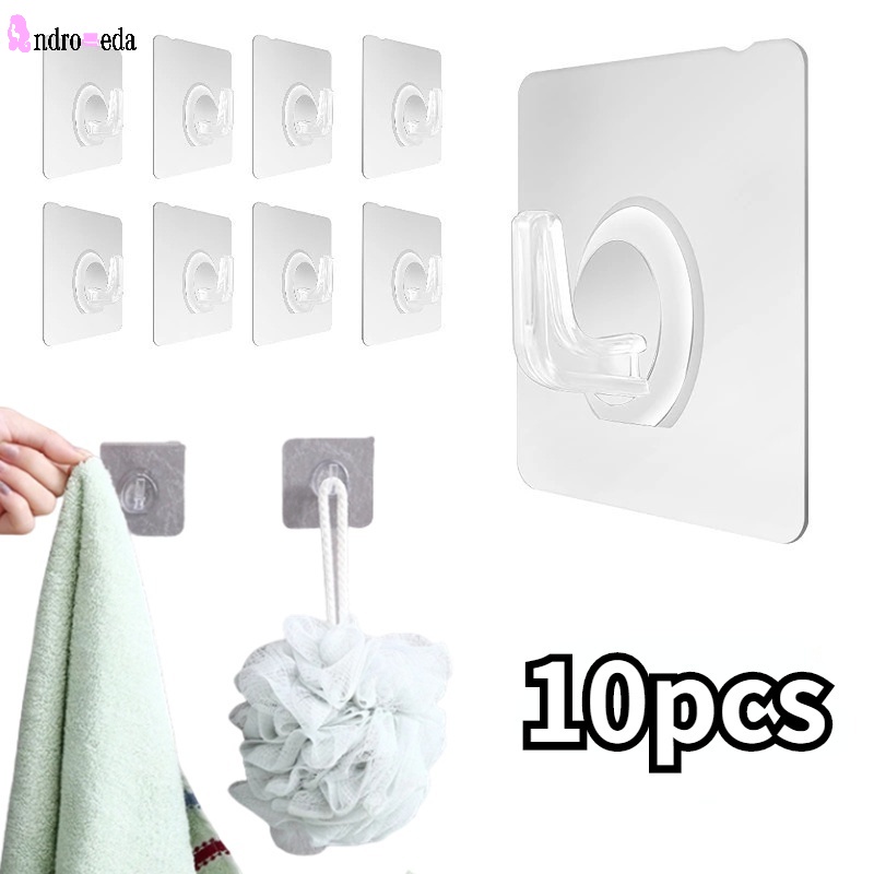 Set 10 Móc Treo Đồ Dán Tường Trong Suốt Không Cần Khoan Lỗ