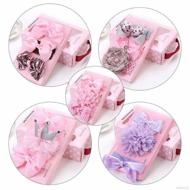 Set băng đô/tuban cho bé xinh xắn nhiều mẫu (có hộp)