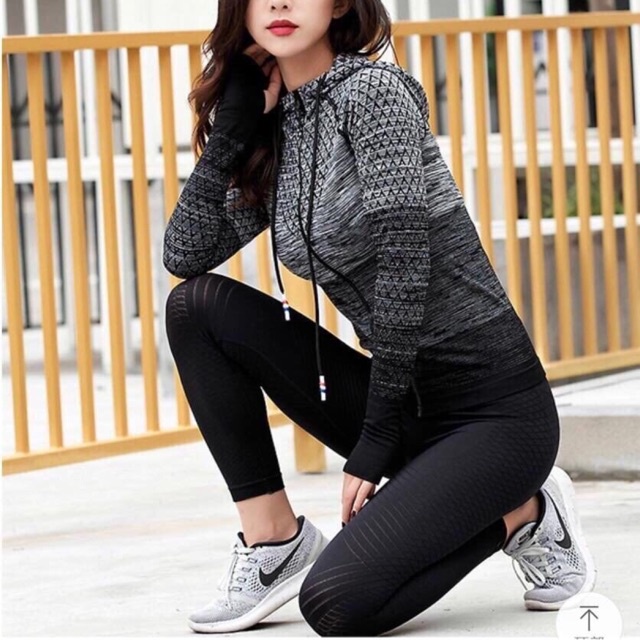 Áo Khoác Tập Gym Yoga Aerobic Thể Thao Nữ Hàng Dệt Kim Có Mũ Và Túi Size Đến 65Kg Hàng Nhập Quảng Châu Bin Sports A008