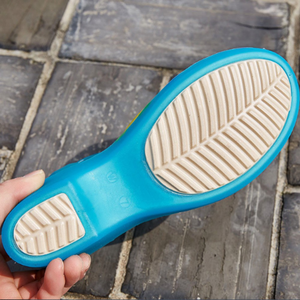 Sandal nhựa nữ đế vuông cao gót  6cm đi mưa không thấm nước hàng Quảng Châu