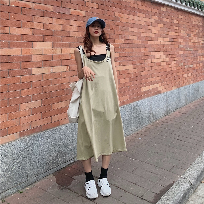 Đầm SUXI hai dây dáng rộng phong cách Hàn Quốc thời trang dành cho nữ