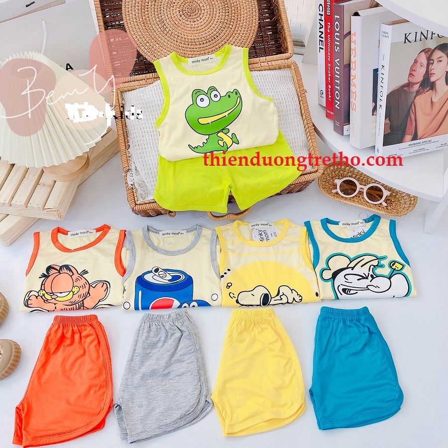 Bộ Ba Lỗ Thun Lạnh Quần Thể Thao MInky Mom cho bé 7-18 kg