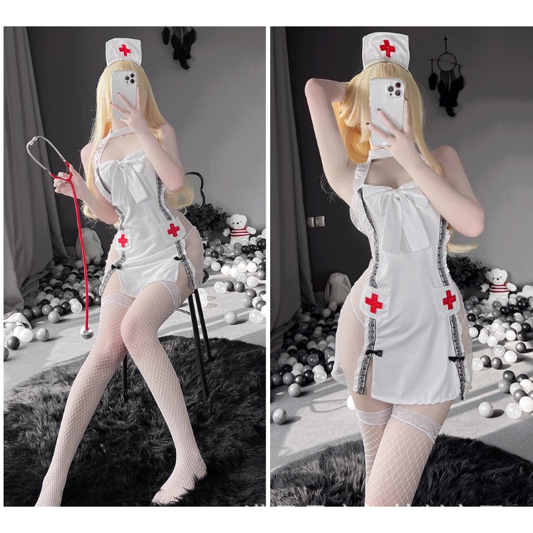 Cosplay Y Tá Sexy Gợi Cảm Kèm Phụ Kiện Và Tất