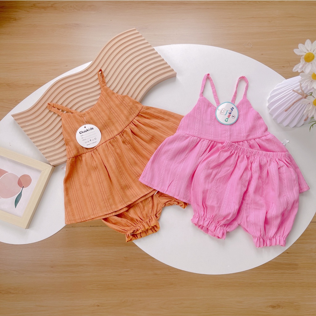[SALE] Set Bộ 2 Dây Mặc Đi Biển Cho Bé Gái Cực Sang Chảnh, Đồ Bộ Cho Bé Mặc Đi Chơi CK05