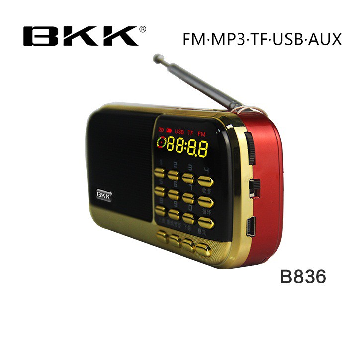 Loa Nghe Nhạc BKK 836 Cắm Thẻ Nhớ, FM