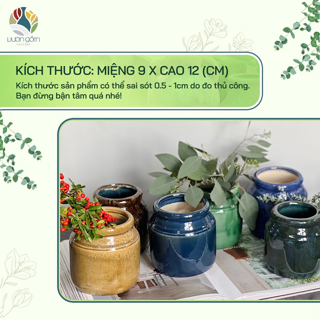 Bình hoa gốm xuất khẩu bình sữa lùn decor trang trí Vườn Gốm - The Garden